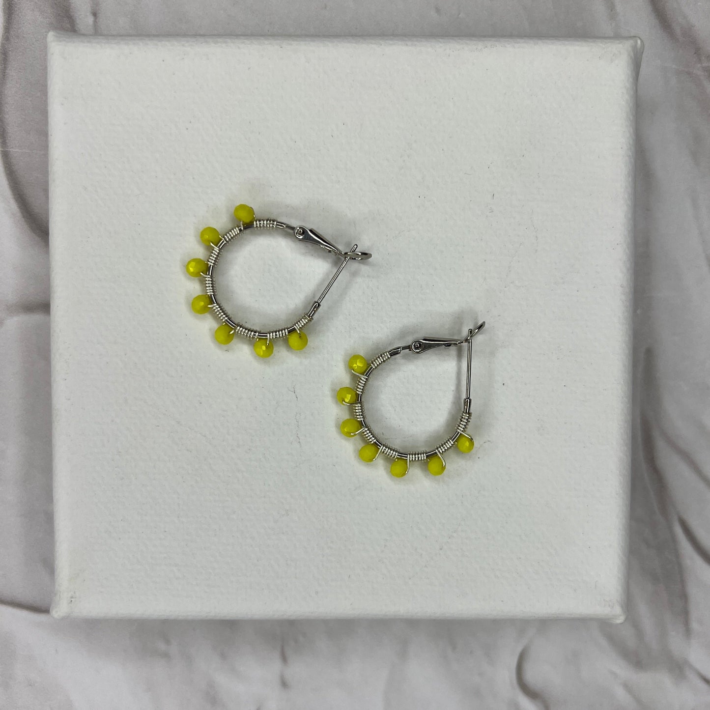 Aurora Crafted Style-Retro Hoop in Bright Yellow (Silver)-Earrings-Aurora Crafted Jewellery-