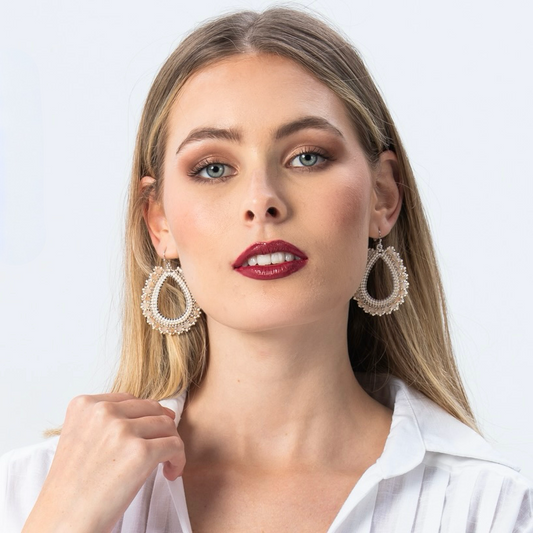 Aurora Crafted Style-Full Frida in Cream (Silver)-Earrings-Aurora Crafted Jewellery-