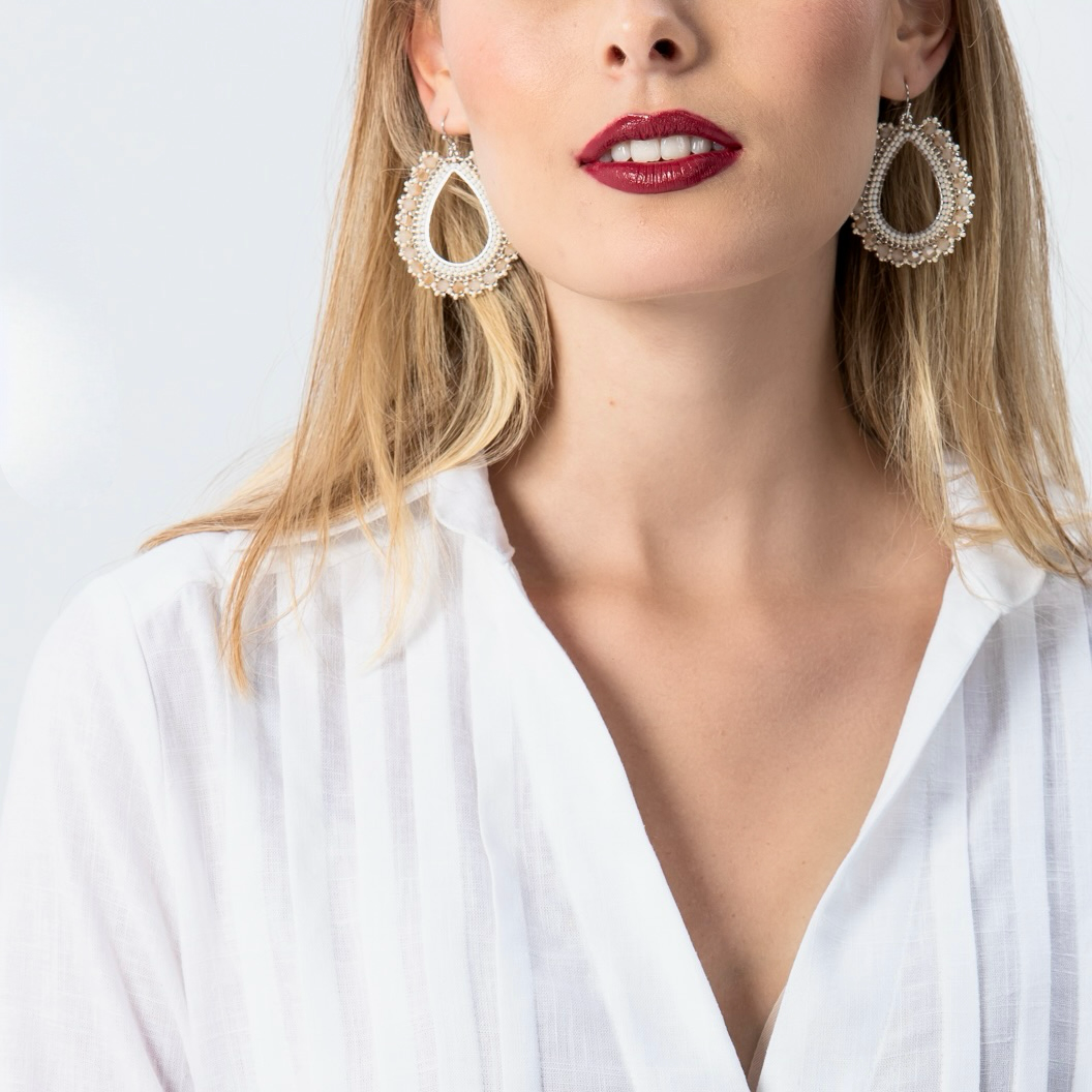 Aurora Crafted Style-Full Frida in Cream (Silver)-Earrings-Aurora Crafted Jewellery-