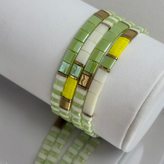Aurora Crafted Style-Tila Bracelet Lime & Lemon-BRACELETS-Aurora Crafted Jewellery-