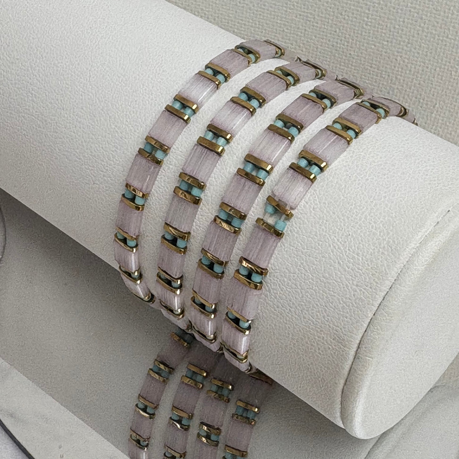 Aurora Crafted Style-Tila Bracelet Pale Pink & Turquoise-BRACELETS-Aurora Crafted Jewellery-