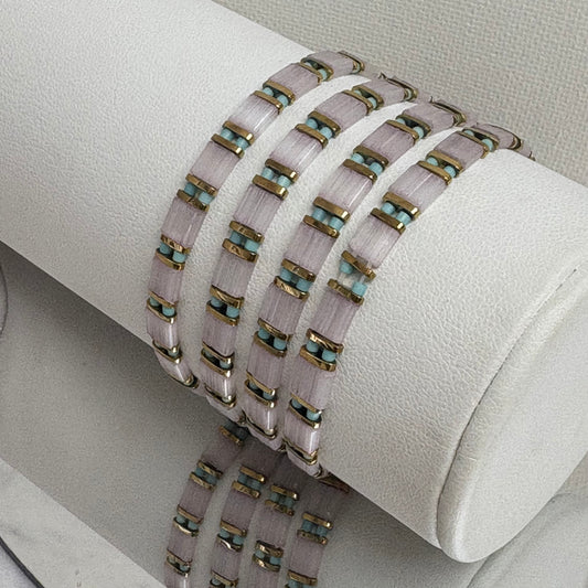 Aurora Crafted Style-Tila Bracelet Pale Pink & Turquoise-BRACELETS-Aurora Crafted Jewellery-