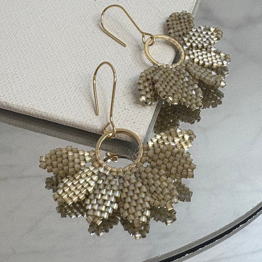 Aurora Crafted Style-Floral Wreath in Champagne (Gold)-Earrings-Aurora Crafted Jewellery-