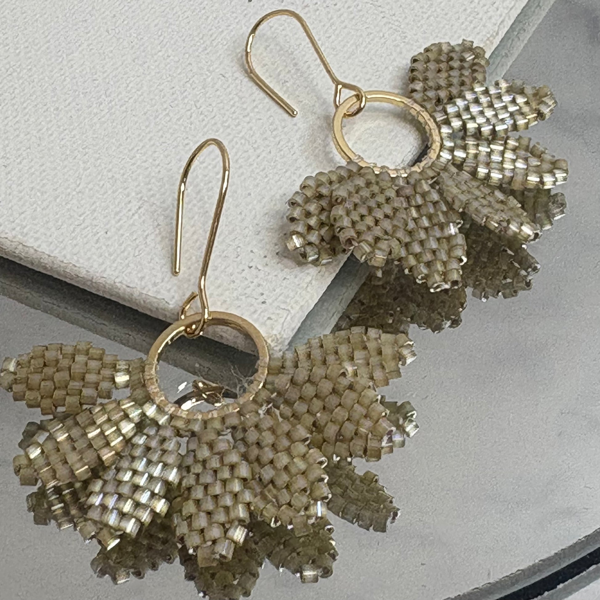 Aurora Crafted Style-Floral Wreath in Champagne (Gold)-Earrings-Aurora Crafted Jewellery-