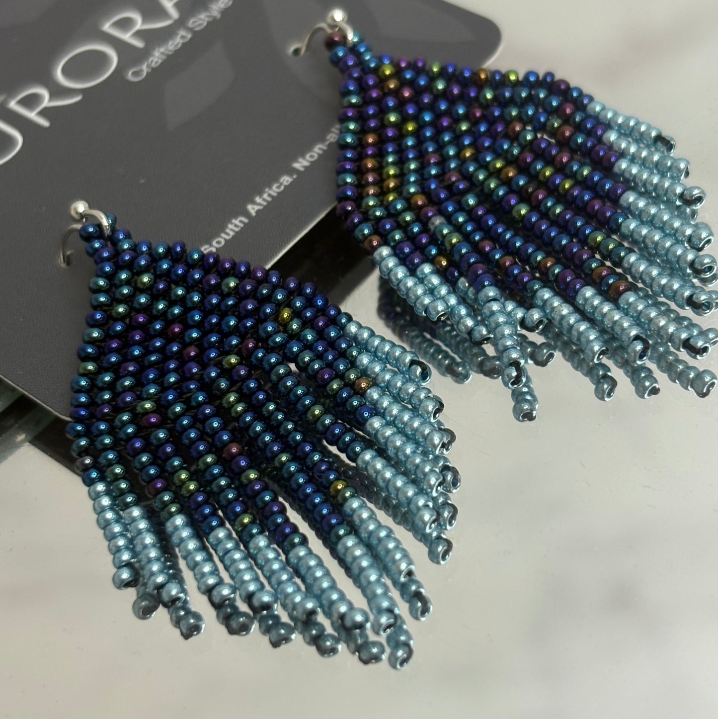Aurora Crafted Style-Mini Tassels Stormy Seas (Silver)-Earrings-Aurora Crafted Jewellery-