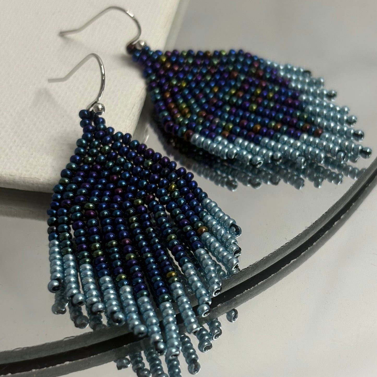 Aurora Crafted Style-Mini Tassels Stormy Seas (Silver)-Earrings-Aurora Crafted Jewellery-