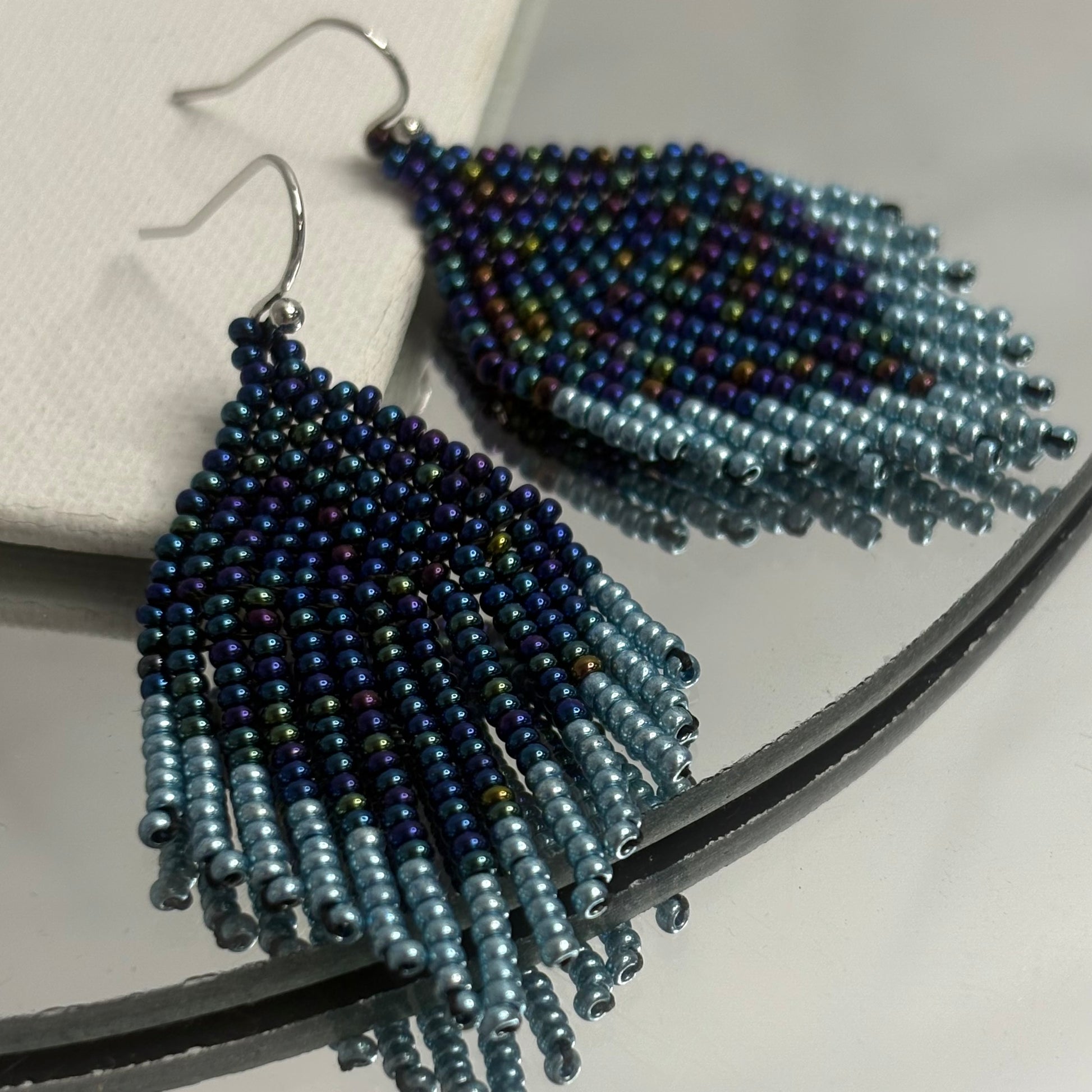 Aurora Crafted Style-Mini Tassels Stormy Seas (Silver)-Earrings-Aurora Crafted Jewellery-