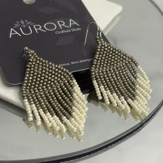Aurora Crafted Style-Mini Tassels Safari Pearl (Silver)-Earrings-Aurora Crafted Jewellery-
