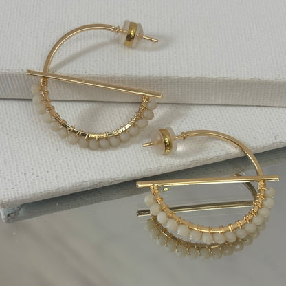 Aurora Crafted Style-Equator Hoop in Matte Cream (Gold)-Earrings-Aurora Crafted Jewellery-
