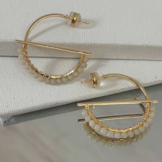 Aurora Crafted Style-Equator Hoop in Matte Cream (Gold)-Earrings-Aurora Crafted Jewellery-
