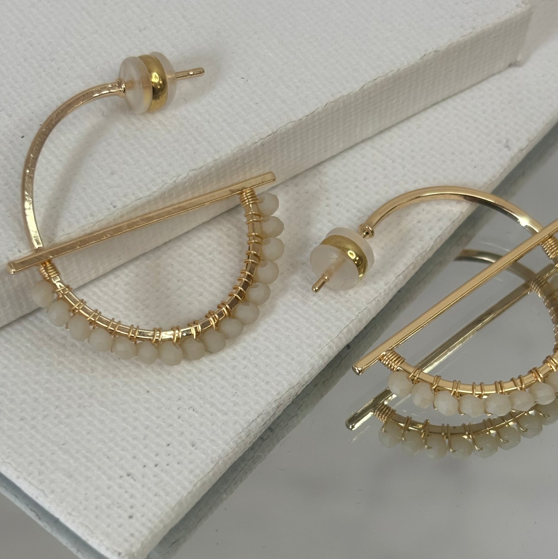 Aurora Crafted Style-Equator Hoop in Matte Cream (Gold)-Earrings-Aurora Crafted Jewellery-