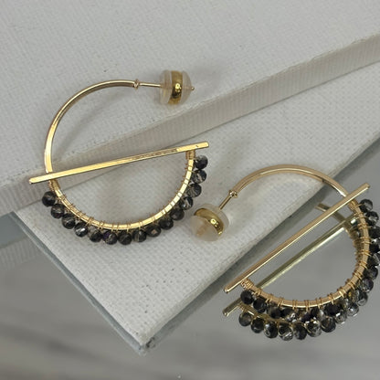 Aurora Crafted Style-Equator Hoop in Smokey Quartz (Gold)-Earrings-Aurora Crafted Jewellery-