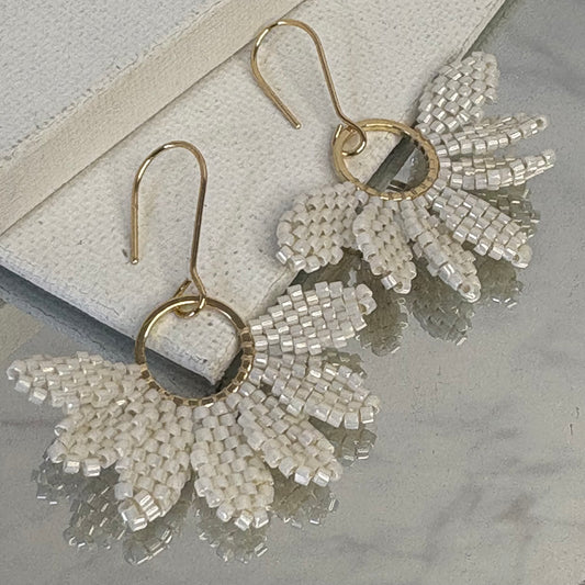 Aurora Crafted Style-Floral Wreath in Pearl (Gold)-Earrings-Aurora Crafted Jewellery-