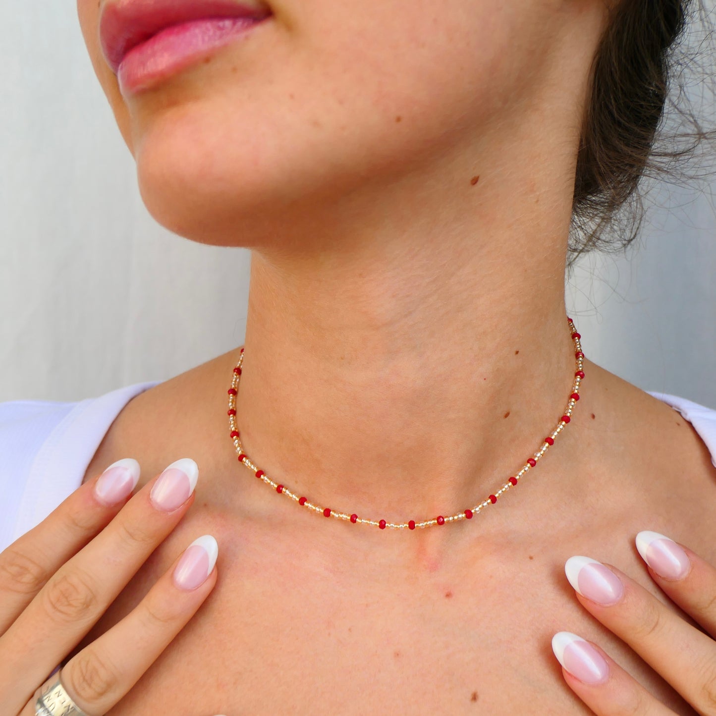 Aurora Crafted Style-Beaded Stack Necklace (Red)-NECKLACES-Aurora Crafted Jewellery-