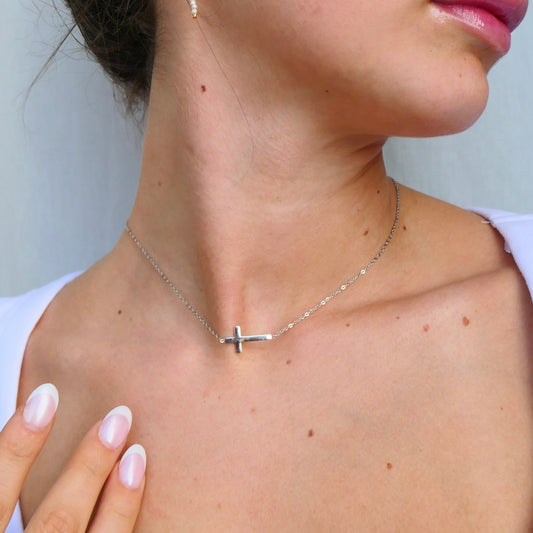 Aurora Crafted Style-Waterproof Cross Necklace (Silver)-NECKLACES-Aurora Crafted Style-