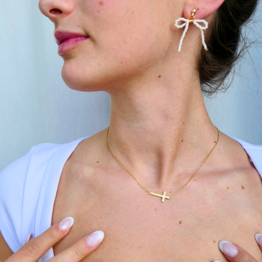 Aurora Crafted Style-Waterproof Cross Necklace (Gold)-NECKLACES-Aurora Crafted Style-