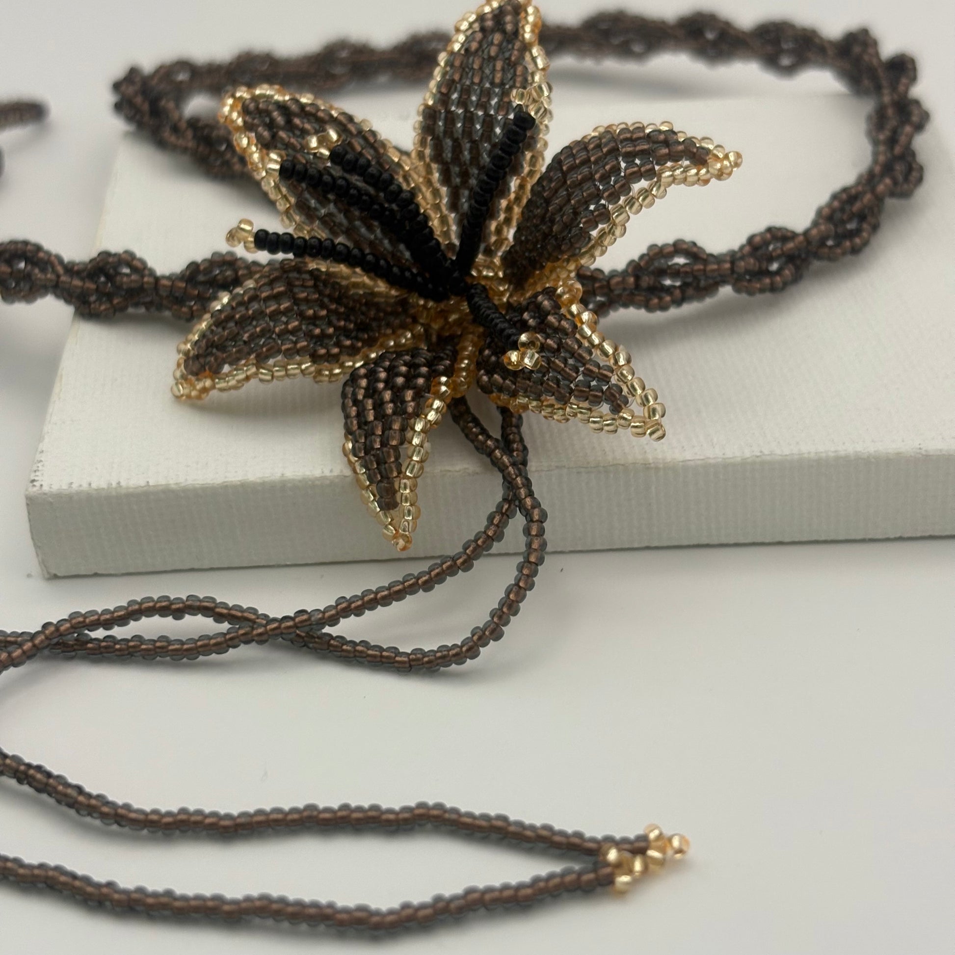 Aurora Crafted Style-Look at me Lily Necklace in Kahlua & Black (Copy)-NECKLACES-Aurora Crafted Jewellery-