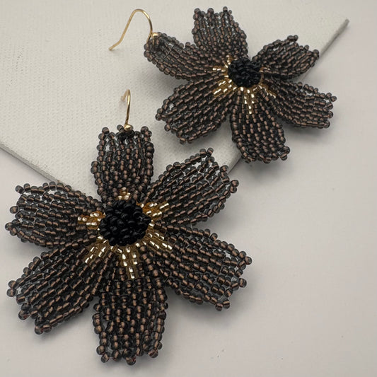 Aurora Crafted Style-Big Basic Bloom in Kahlua (Gold)-Earrings-Aurora Crafted Jewellery-