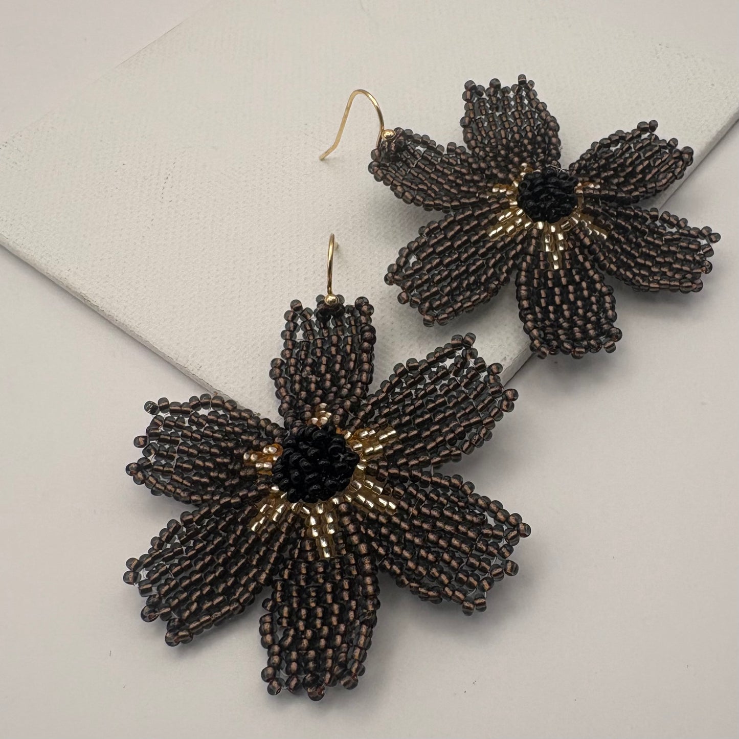 Aurora Crafted Style-Big Basic Bloom in Kahlua (Gold)-Earrings-Aurora Crafted Jewellery-