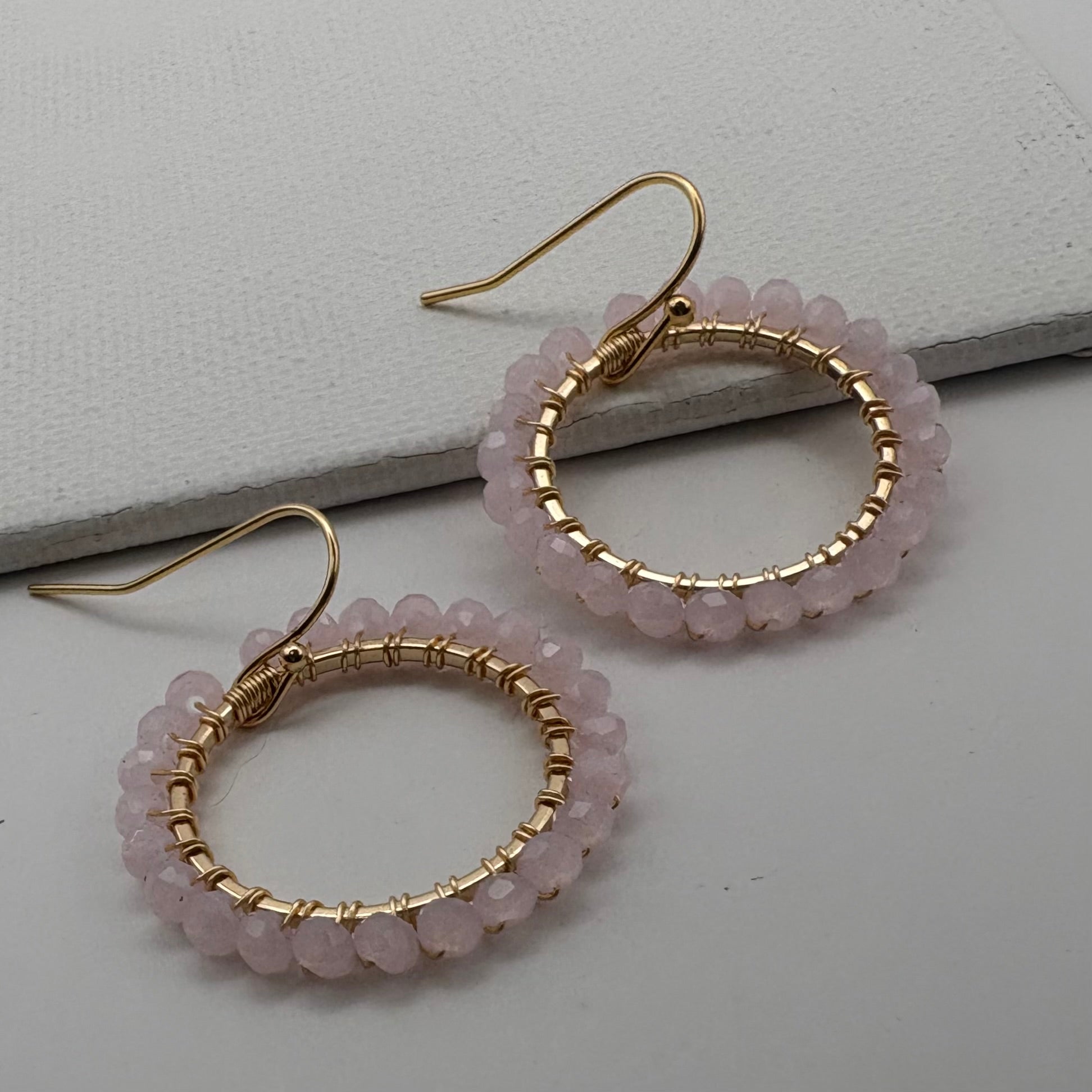 Aurora Crafted Style-Aurora Huggies in Baby Pink (Gold)-Earrings-Aurora Crafted Jewellery-