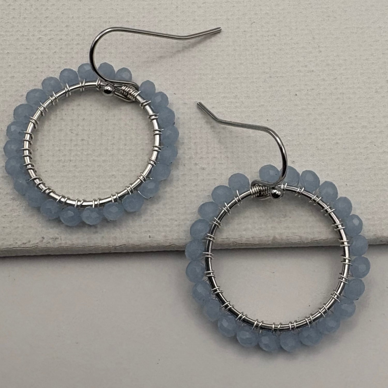 Aurora Crafted Style-Aurora Huggies in Baby Blue (Silver)-Earrings-Aurora Crafted Jewellery-