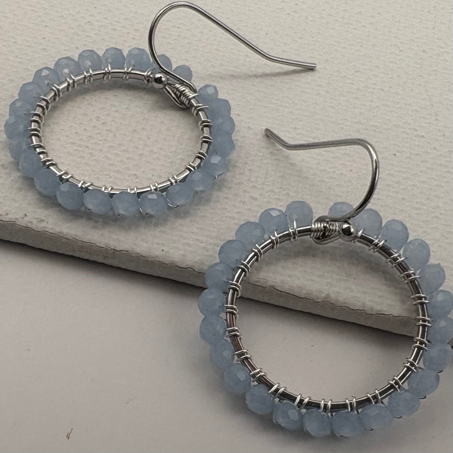 Aurora Crafted Style-Aurora Huggies in Baby Blue (Silver)-Earrings-Aurora Crafted Jewellery-