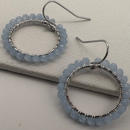 Aurora Crafted Style-Aurora Huggies in Baby Blue (Silver)-Earrings-Aurora Crafted Jewellery-