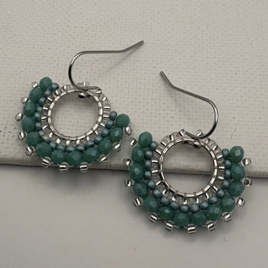 Aurora Crafted Style-Mini Mosaic Drop Sea Green (Silver)-Earrings-Aurora Crafted Jewellery-