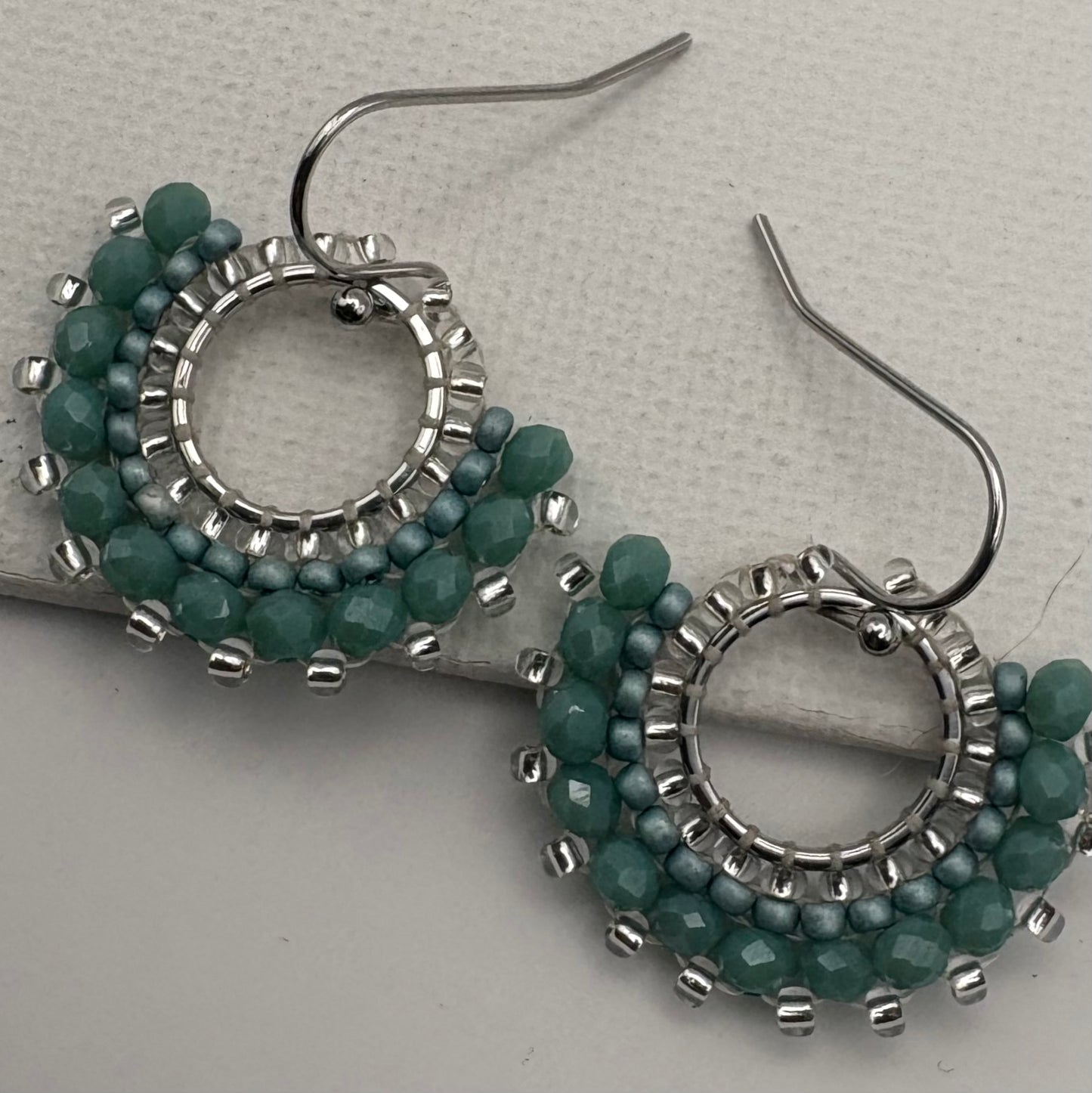 Aurora Crafted Style-Mini Mosaic Drop Sea Green (Silver)-Earrings-Aurora Crafted Jewellery-