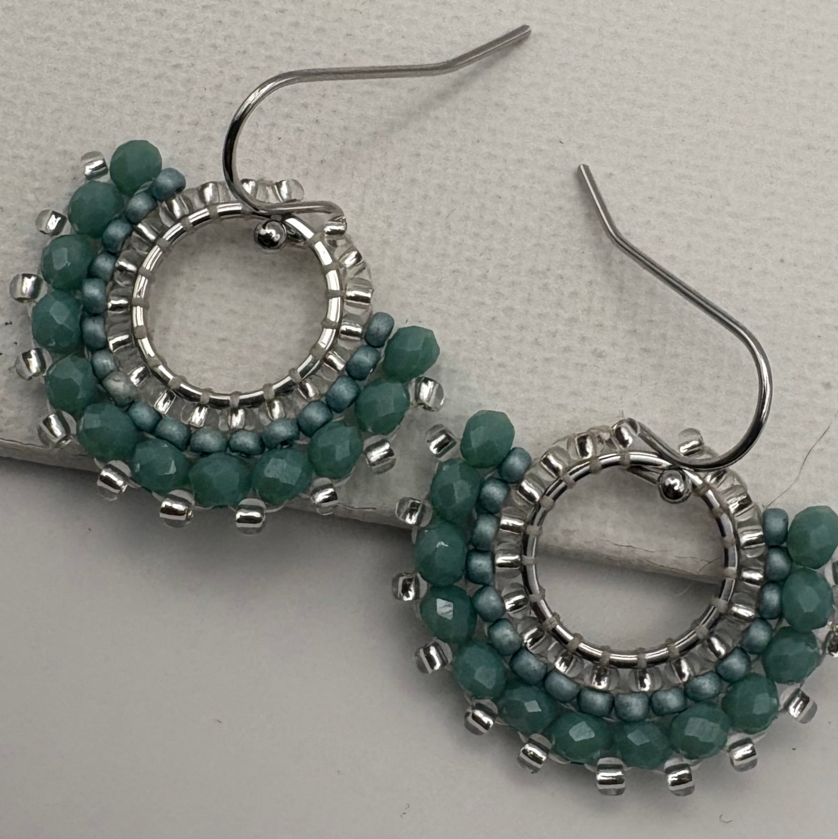 Aurora Crafted Style-Mini Mosaic Drop Sea Green (Silver)-Earrings-Aurora Crafted Jewellery-