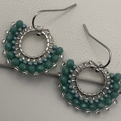 Aurora Crafted Style-Mini Mosaic Drop Sea Green (Silver)-Earrings-Aurora Crafted Jewellery-