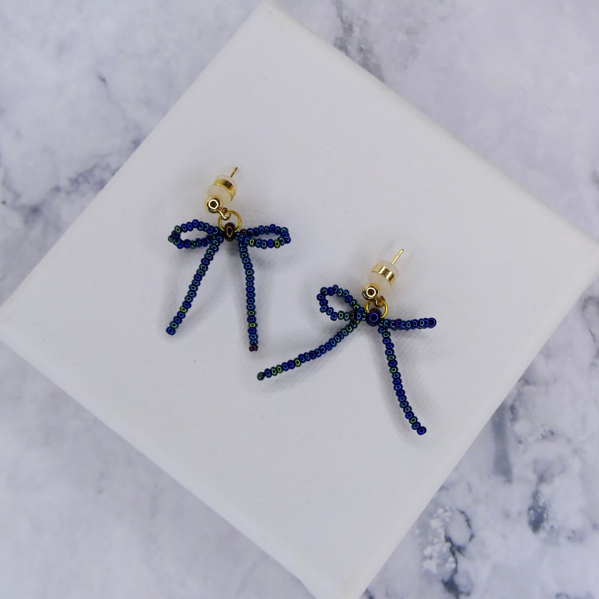 Aurora Crafted Style-The Mini Noya Bow in Mermaid Blue (Gold)-Earrings-Aurora Crafted Jewellery-