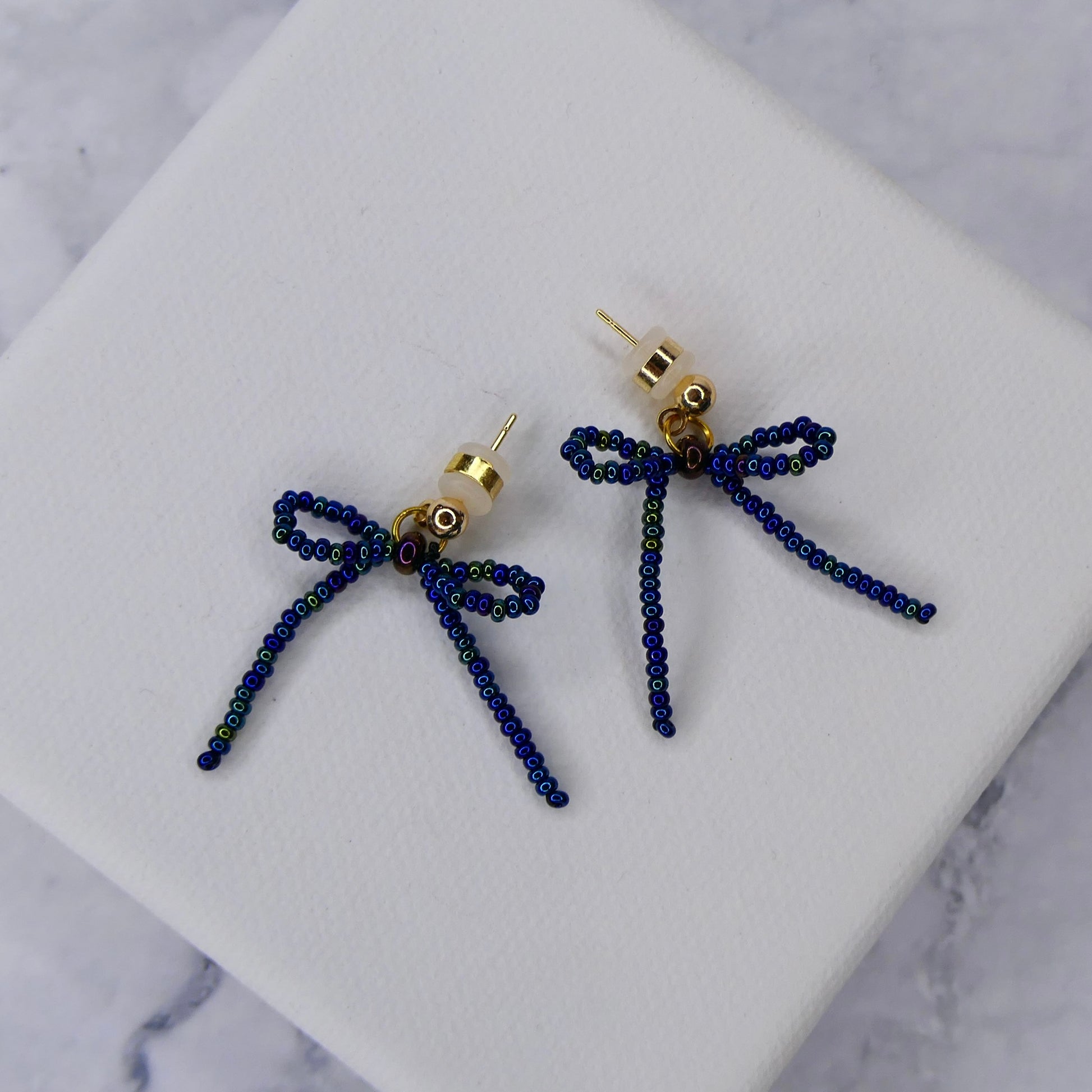 Aurora Crafted Style-The Mini Noya Bow in Mermaid Blue (Gold)-Earrings-Aurora Crafted Jewellery-