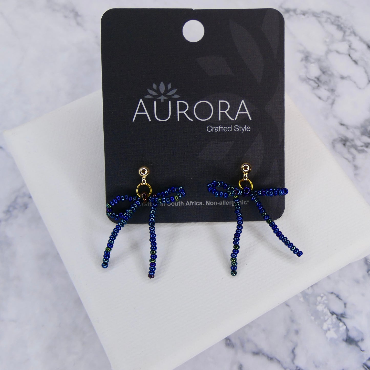 Aurora Crafted Style-The Mini Noya Bow in Mermaid Blue (Gold)-Earrings-Aurora Crafted Jewellery-