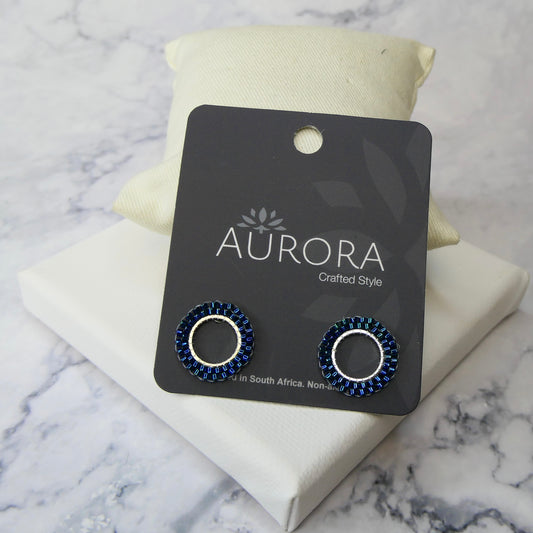 Aurora Crafted Style-Halo Stud in Iridescent Navy (Silver)-Aurora Crafted Style-