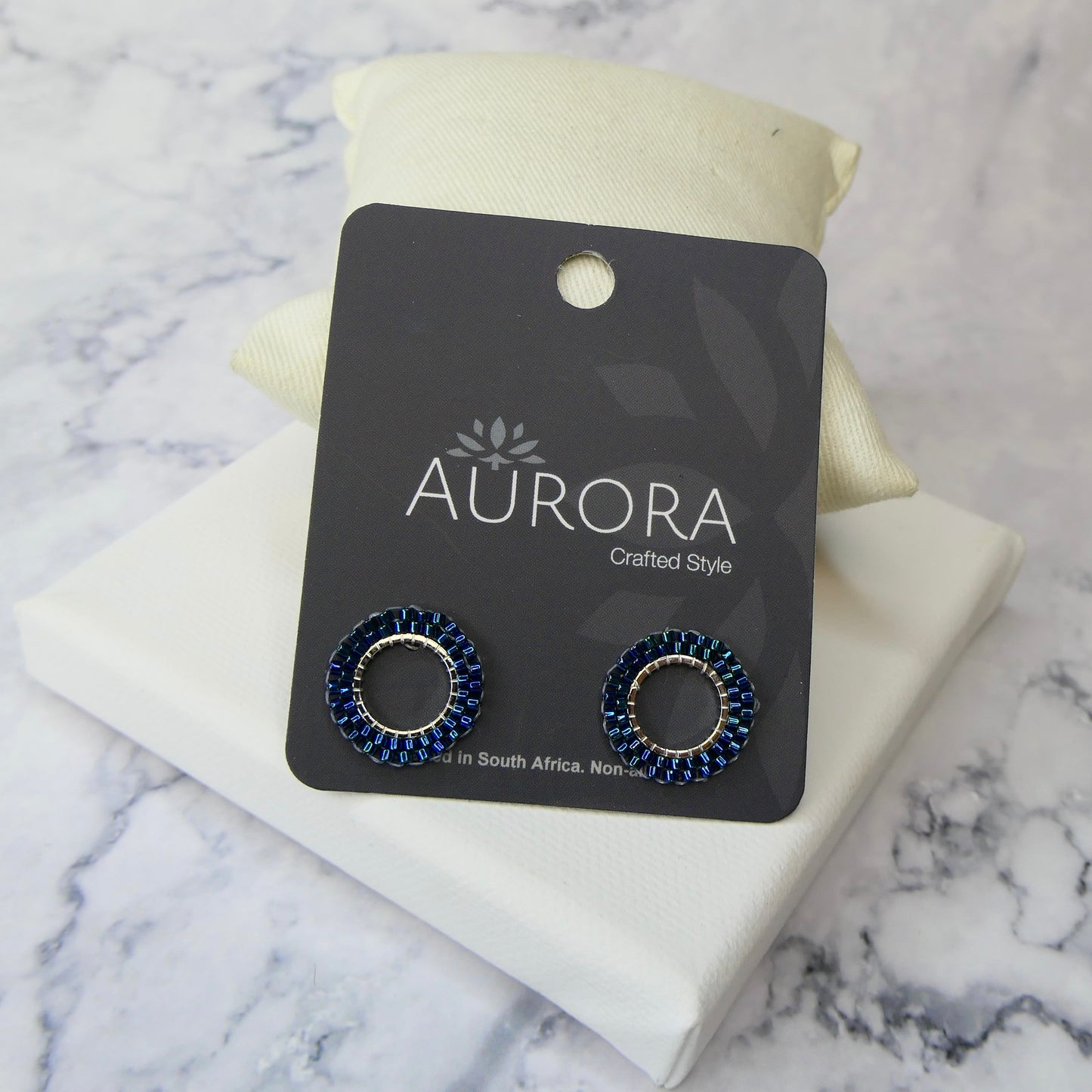 Aurora Crafted Style-Halo Stud in Iridescent Navy (Silver)-Aurora Crafted Style-
