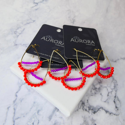 Aurora Crafted Style-Optimist Teardrop Cherry & Hot Pink (Gold)-Earrings-Aurora Crafted Jewellery-