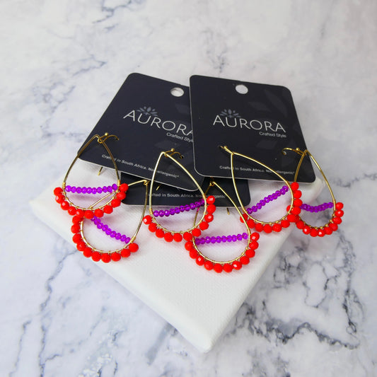 Aurora Crafted Style-Optimist Teardrop Cherry & Hot Pink (Gold)-Earrings-Aurora Crafted Jewellery-