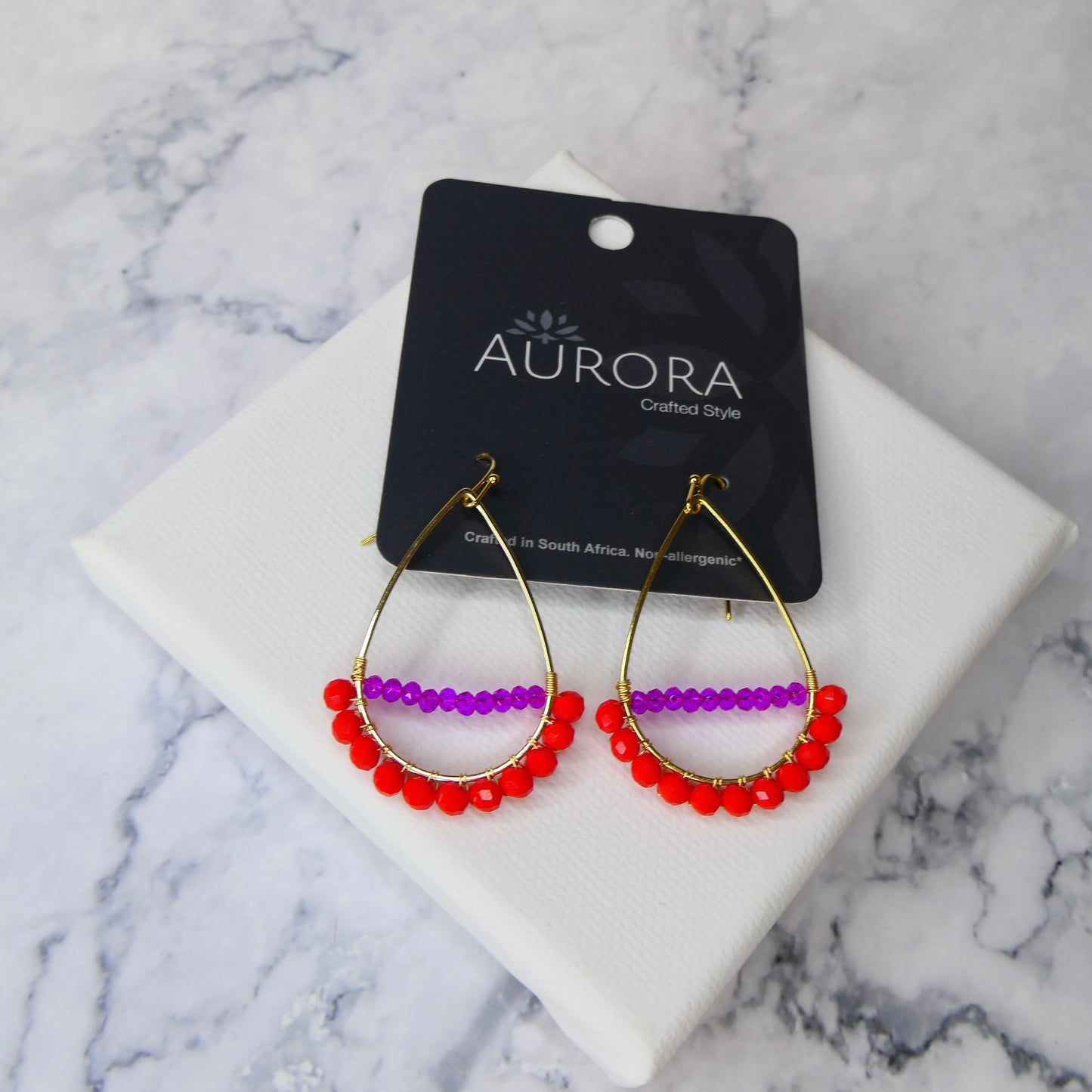 Aurora Crafted Style-Optimist Teardrop Cherry & Hot Pink (Gold)-Earrings-Aurora Crafted Jewellery-