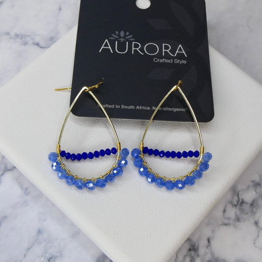 Aurora Crafted Style-Optimist Teardrop Arctic Blues (Gold)-Earrings-Aurora Crafted Jewellery-