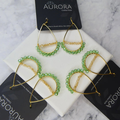Aurora Crafted Style-Optimist Teardrop Sage & Cream (Gold)-Earrings-Aurora Crafted Jewellery-