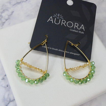 Aurora Crafted Style-Optimist Teardrop Sage & Cream (Gold)-Earrings-Aurora Crafted Jewellery-