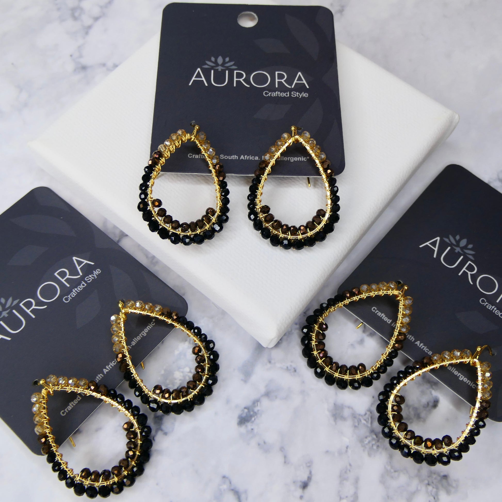 Aurora Crafted Style-Drop & a Half in Brown and Gold (Gold)-Earrings-Aurora Crafted Jewellery-