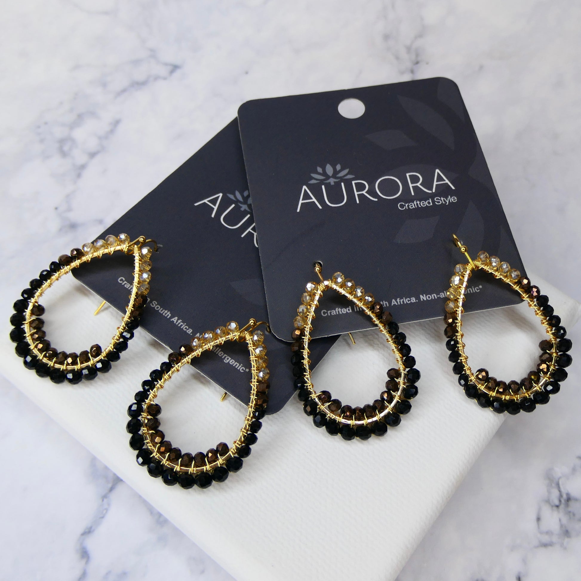 Aurora Crafted Style-Drop & a Half in Brown and Gold (Gold)-Earrings-Aurora Crafted Jewellery-