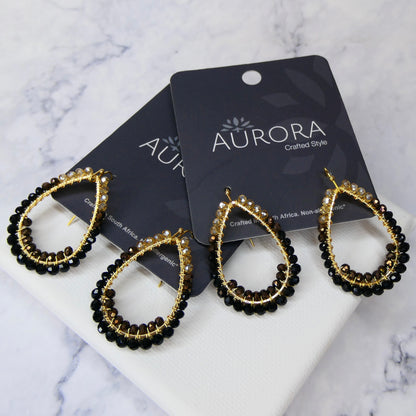 Aurora Crafted Style-Drop & a Half in Brown and Gold (Gold)-Earrings-Aurora Crafted Jewellery-