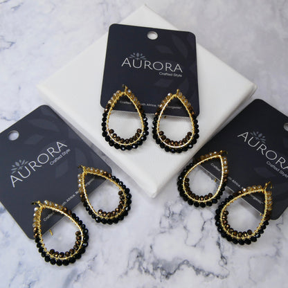Aurora Crafted Style-Drop & a Half in Brown and Gold (Gold)-Earrings-Aurora Crafted Jewellery-