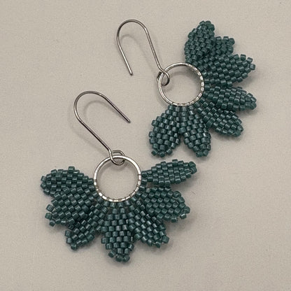 Aurora Crafted Style-Floral Wreath in Sage (Silver)-Earrings-Aurora Crafted Jewellery-