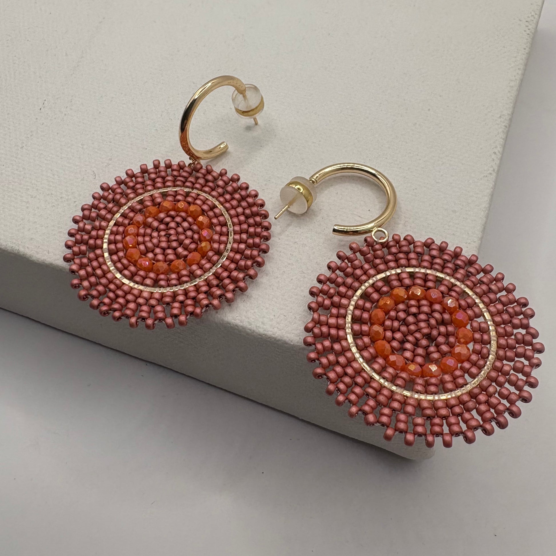 Aurora Crafted Style-Full Moon Reloaded in Blushing Rose (Gold)-Earrings-Aurora Crafted Jewellery-