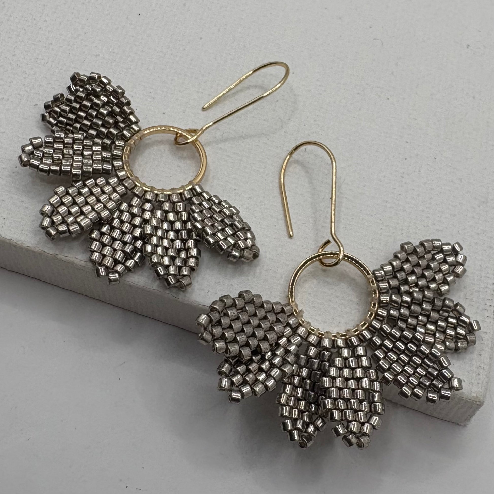 Aurora Crafted Style-Floral Wreath in Pewter (Gold)-Earrings-Aurora Crafted Jewellery-