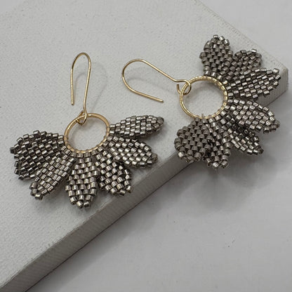Aurora Crafted Style-Floral Wreath in Pewter (Gold)-Earrings-Aurora Crafted Jewellery-